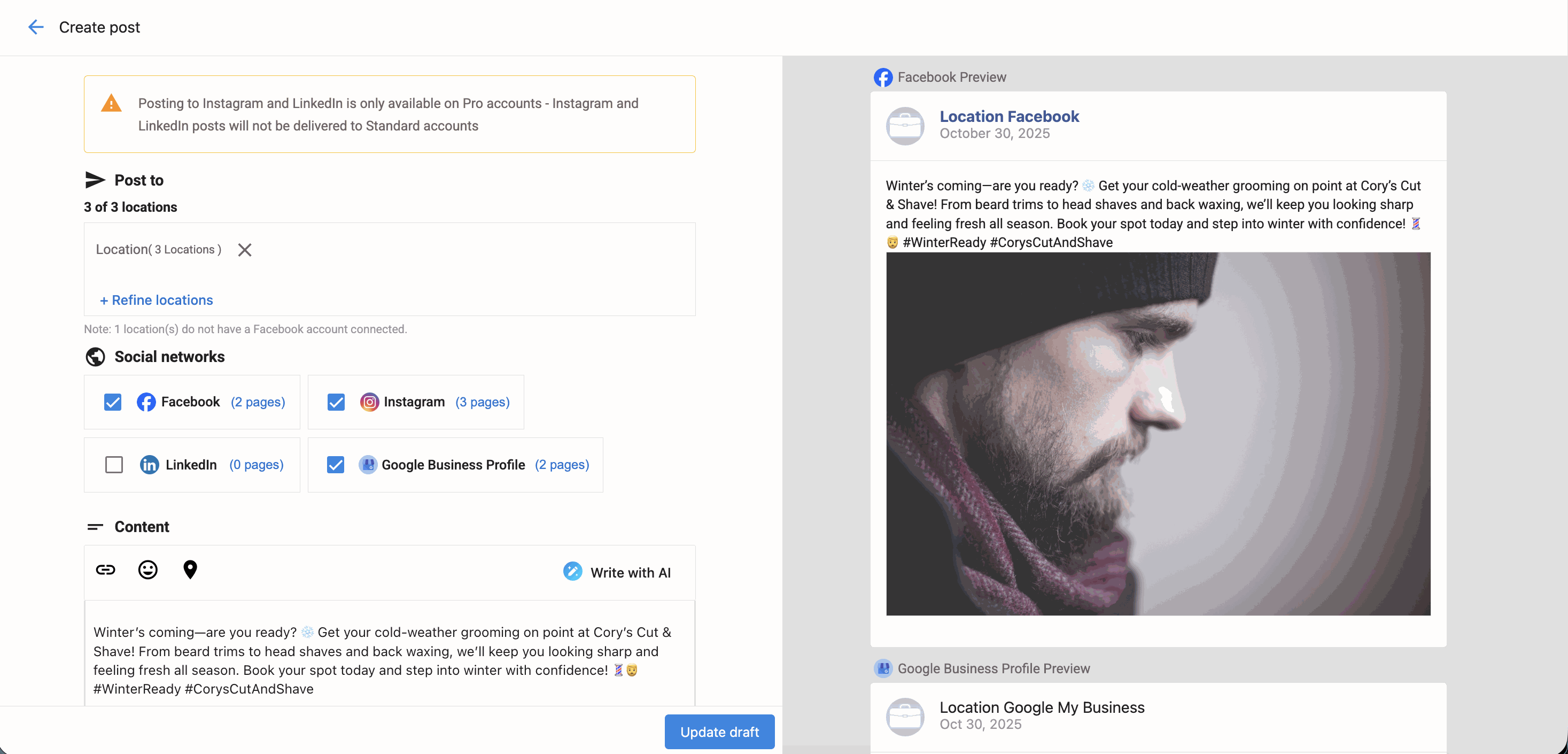 Manage Posts - Edit Posts composer