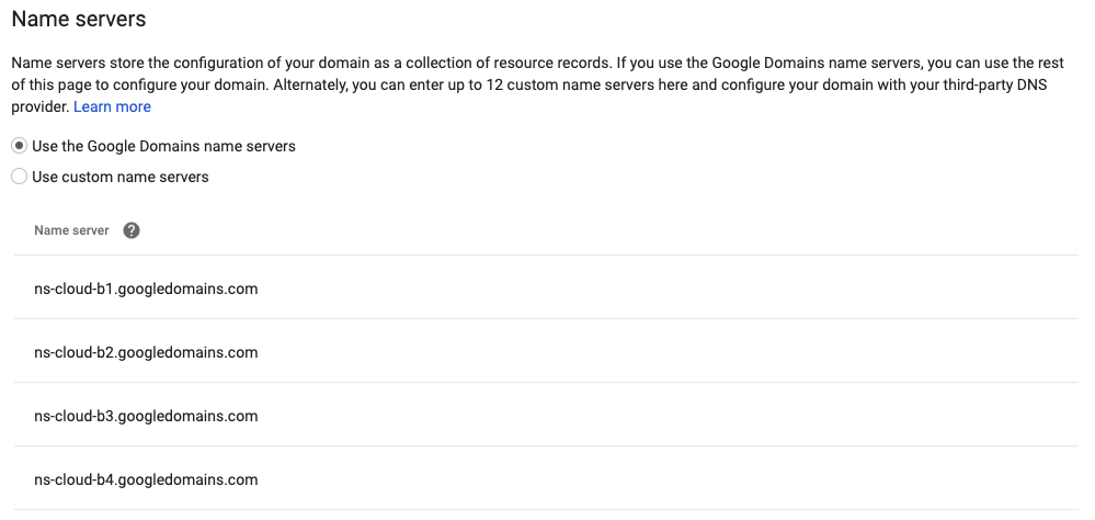 Name server settings for Website Pro