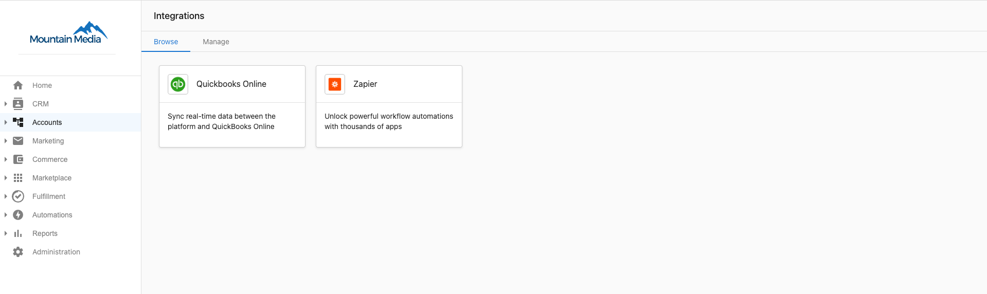 Quickbooks Integration Card