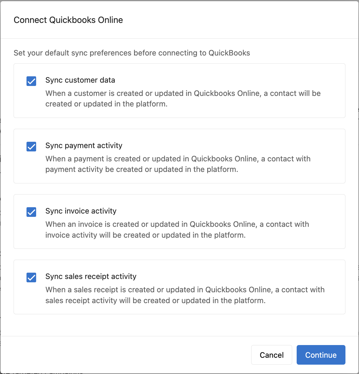 Quickbooks Pre-Connect Form