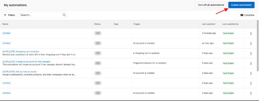 Blank automation template