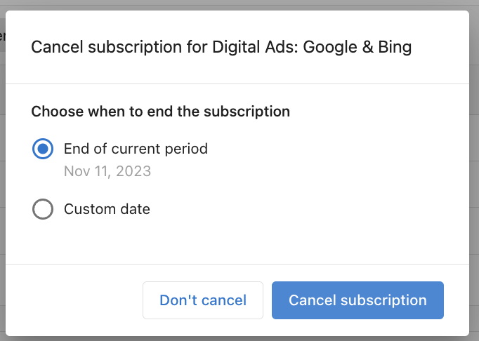 Cancellation options