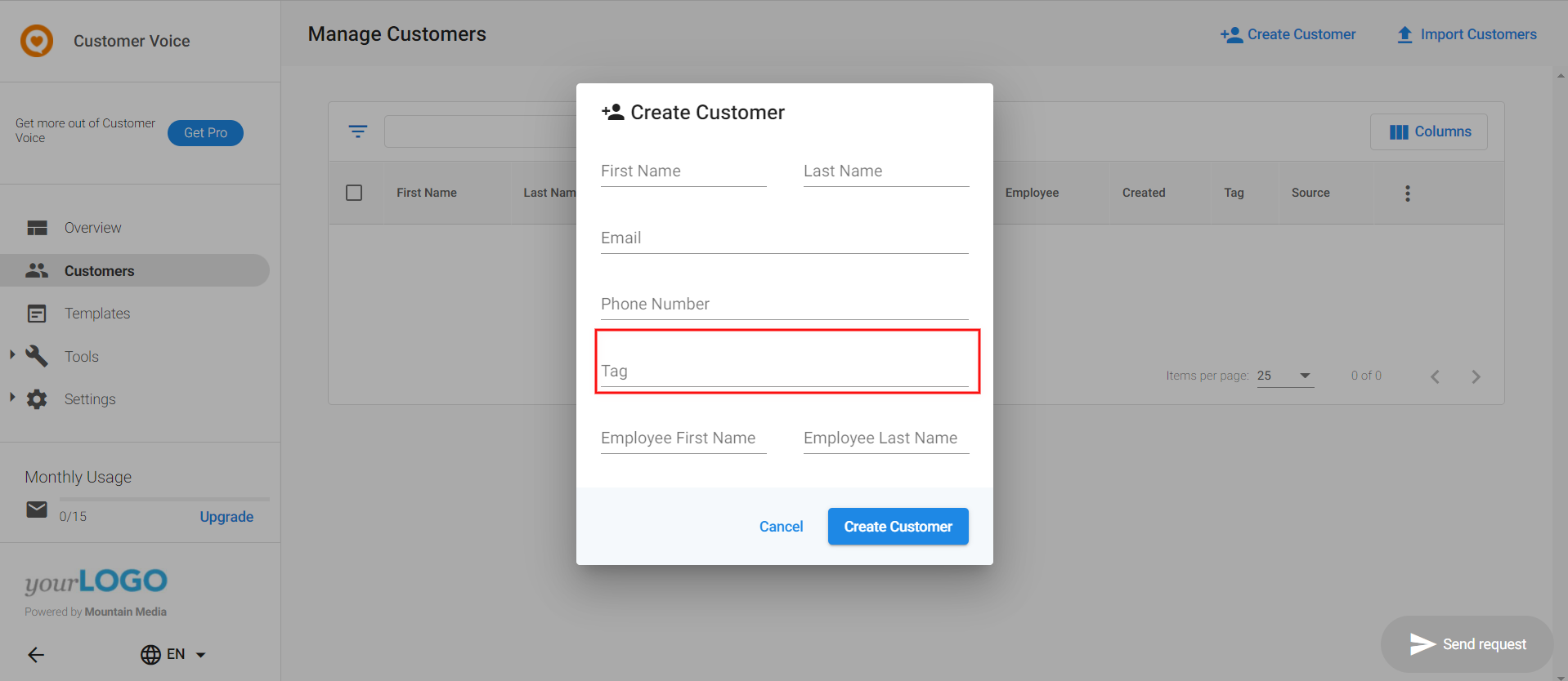 Adding a tag to a customer
