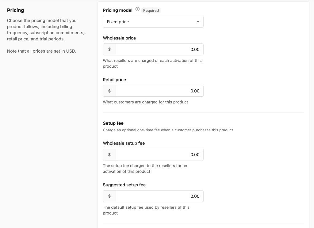 Fixed price fields