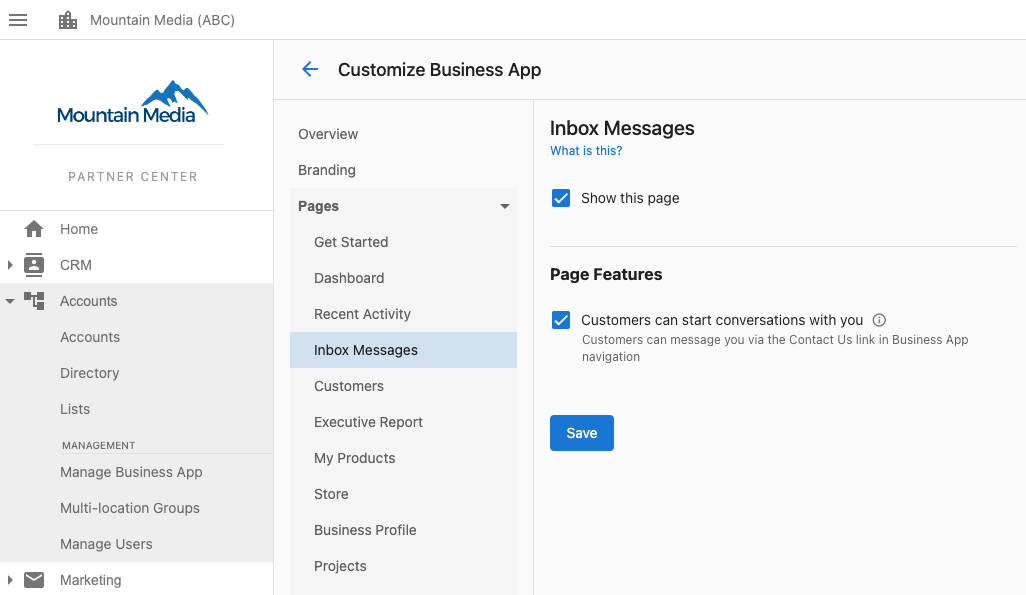 Conversations settings page