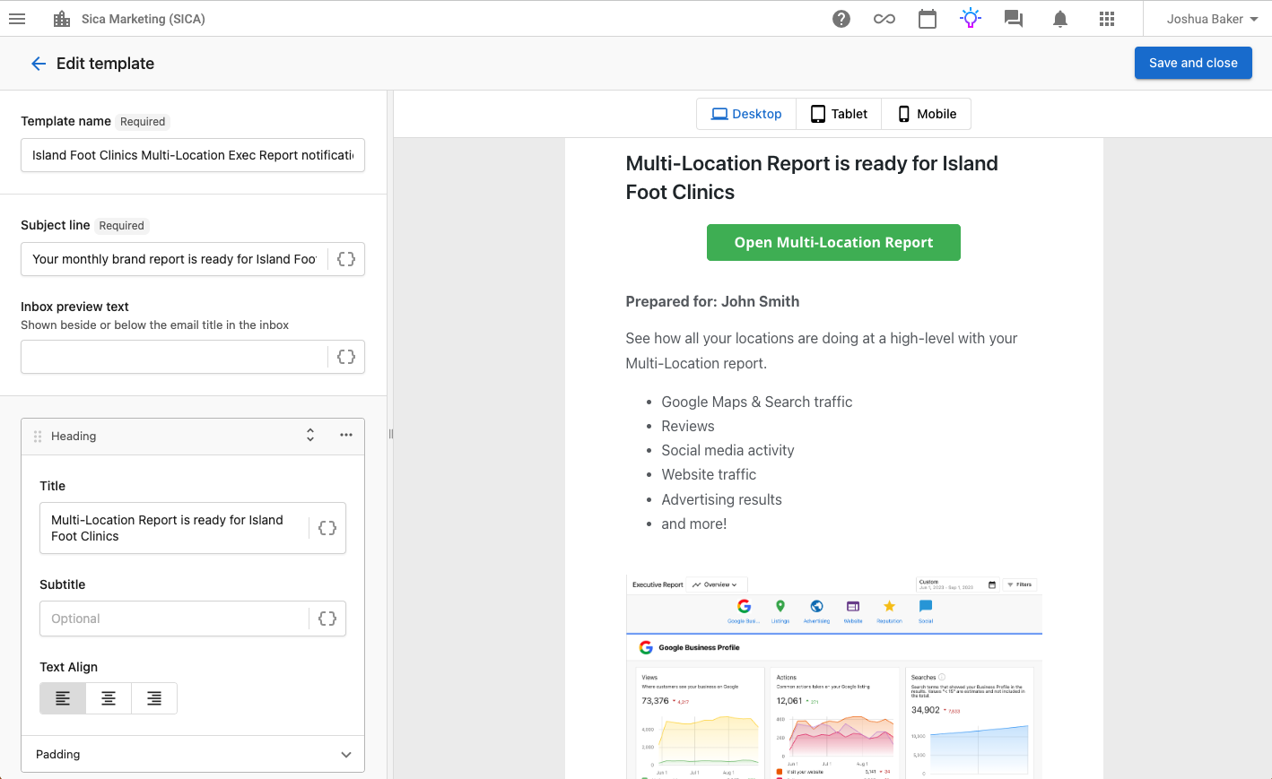 Custom Multi-Location Email Template
