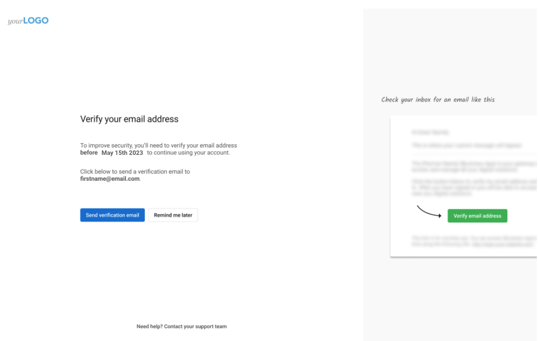 Email verification page