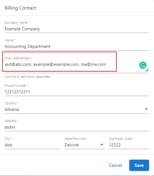 Billing Contact Information in Partner Center