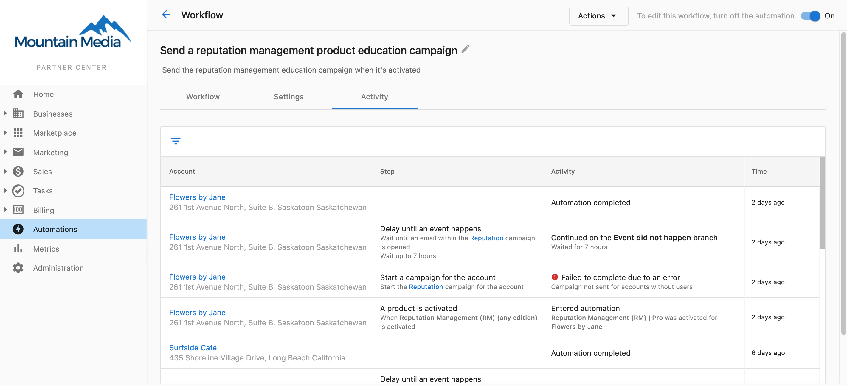 Create automation button