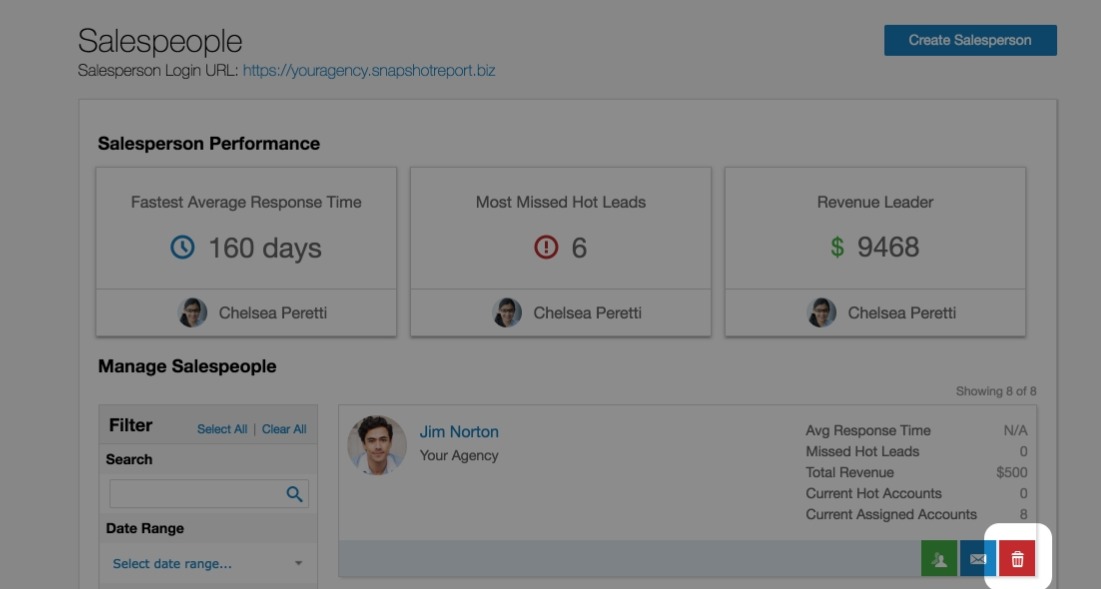 Delete salesperson screenshot
