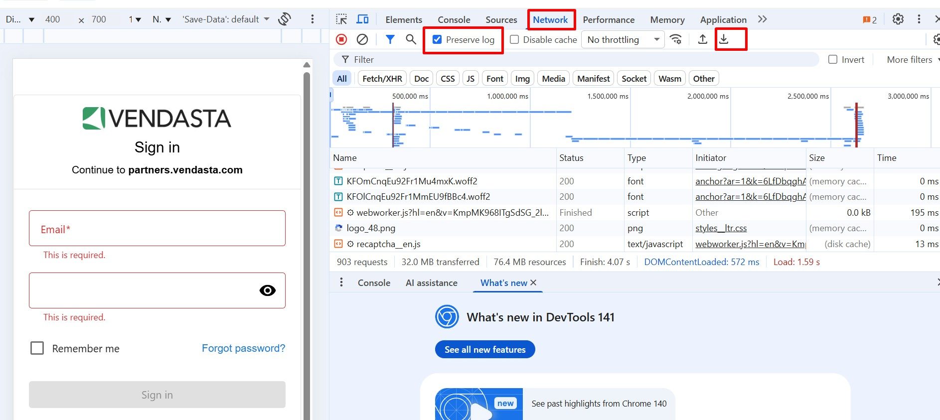 Network HAR File Console