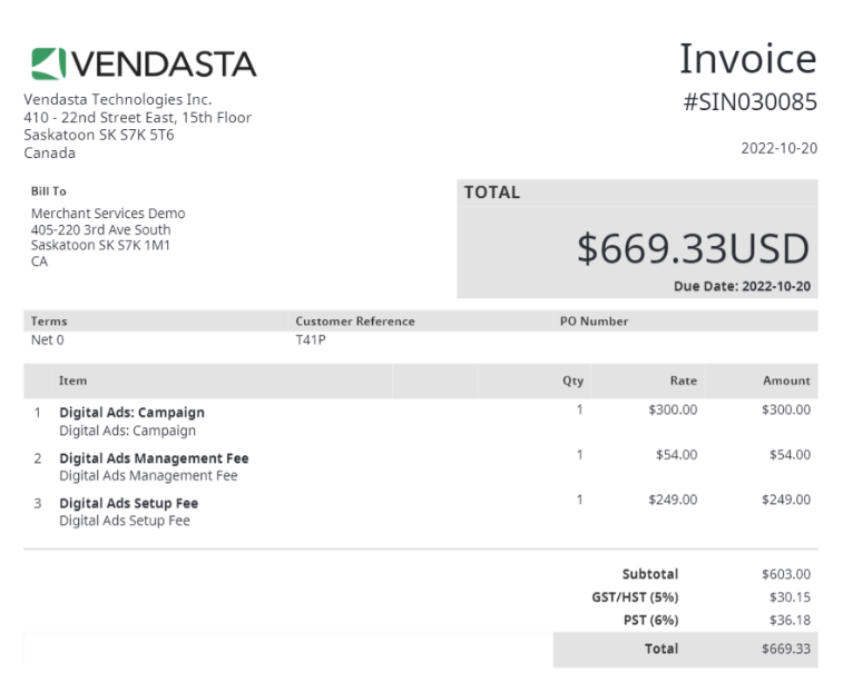 PDF Invoice UI