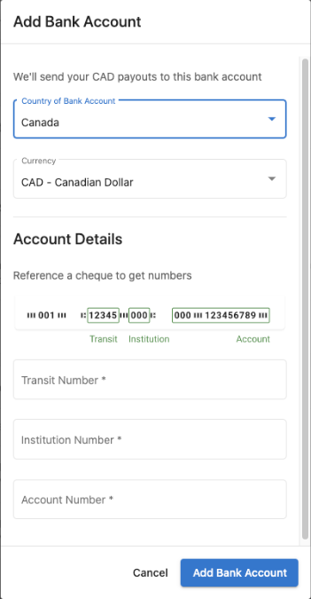 Receive payouts