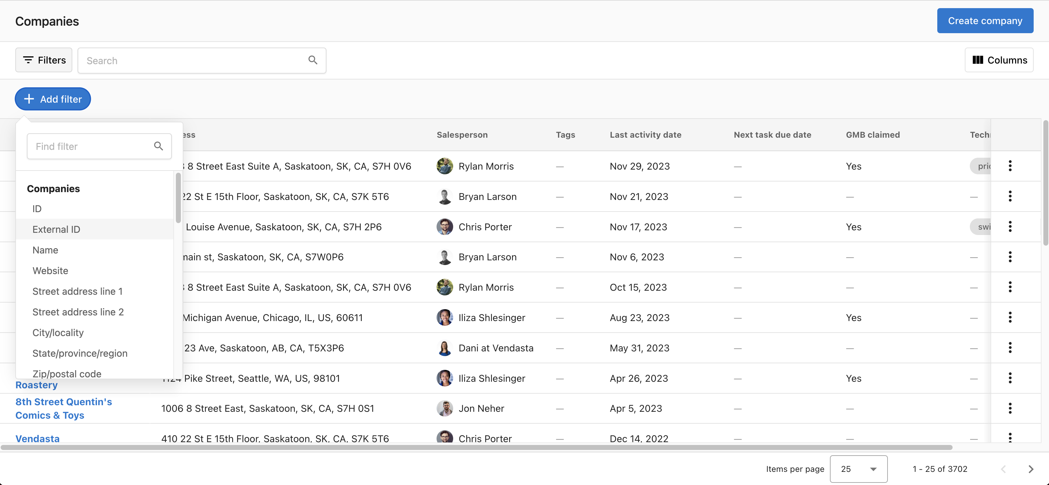 Searching, filtering, and sorting