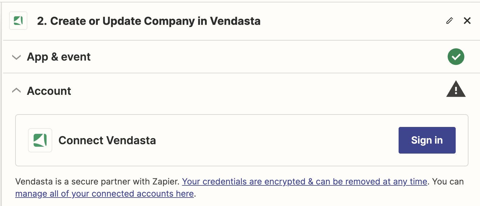 Zapier connecting account