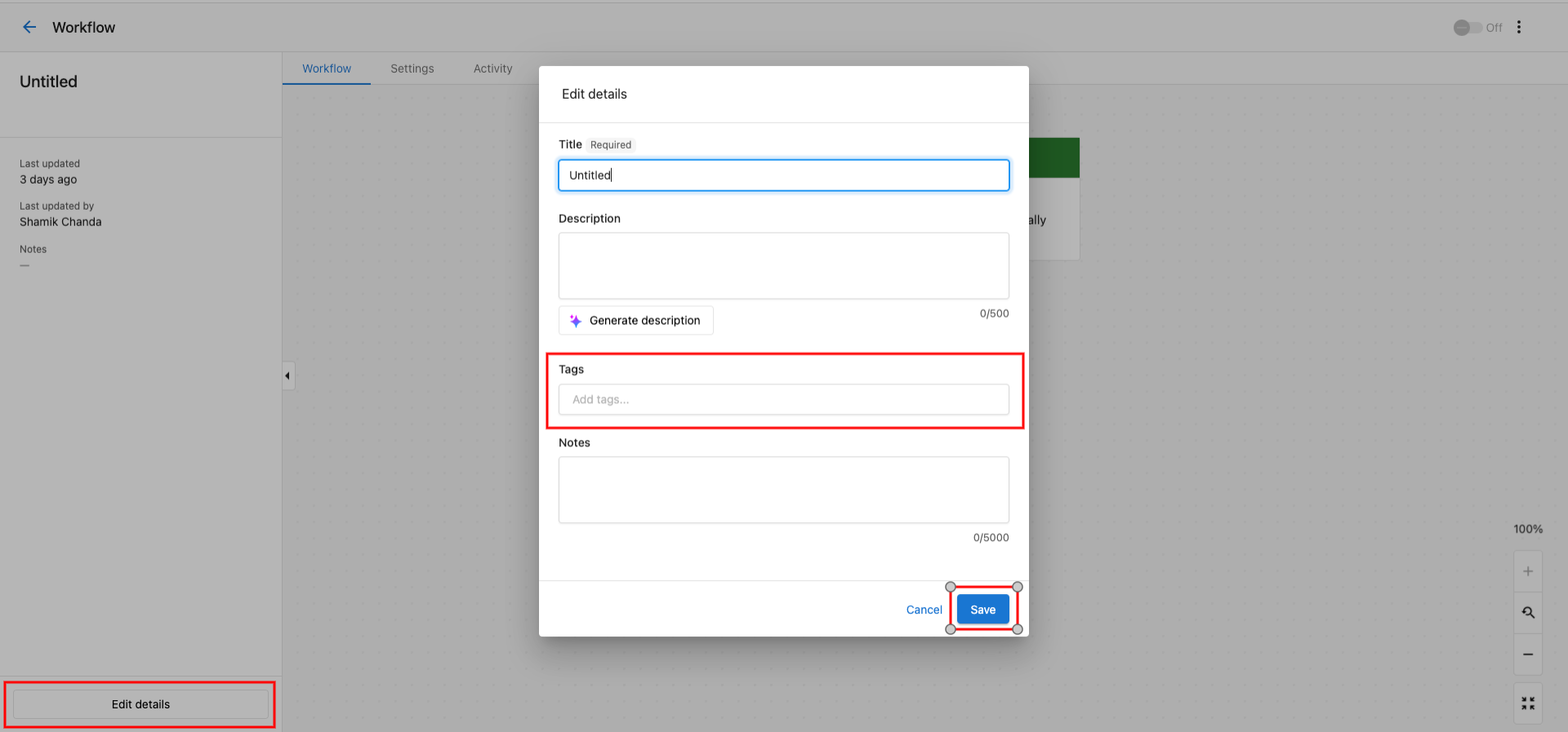 Adding tags to automation