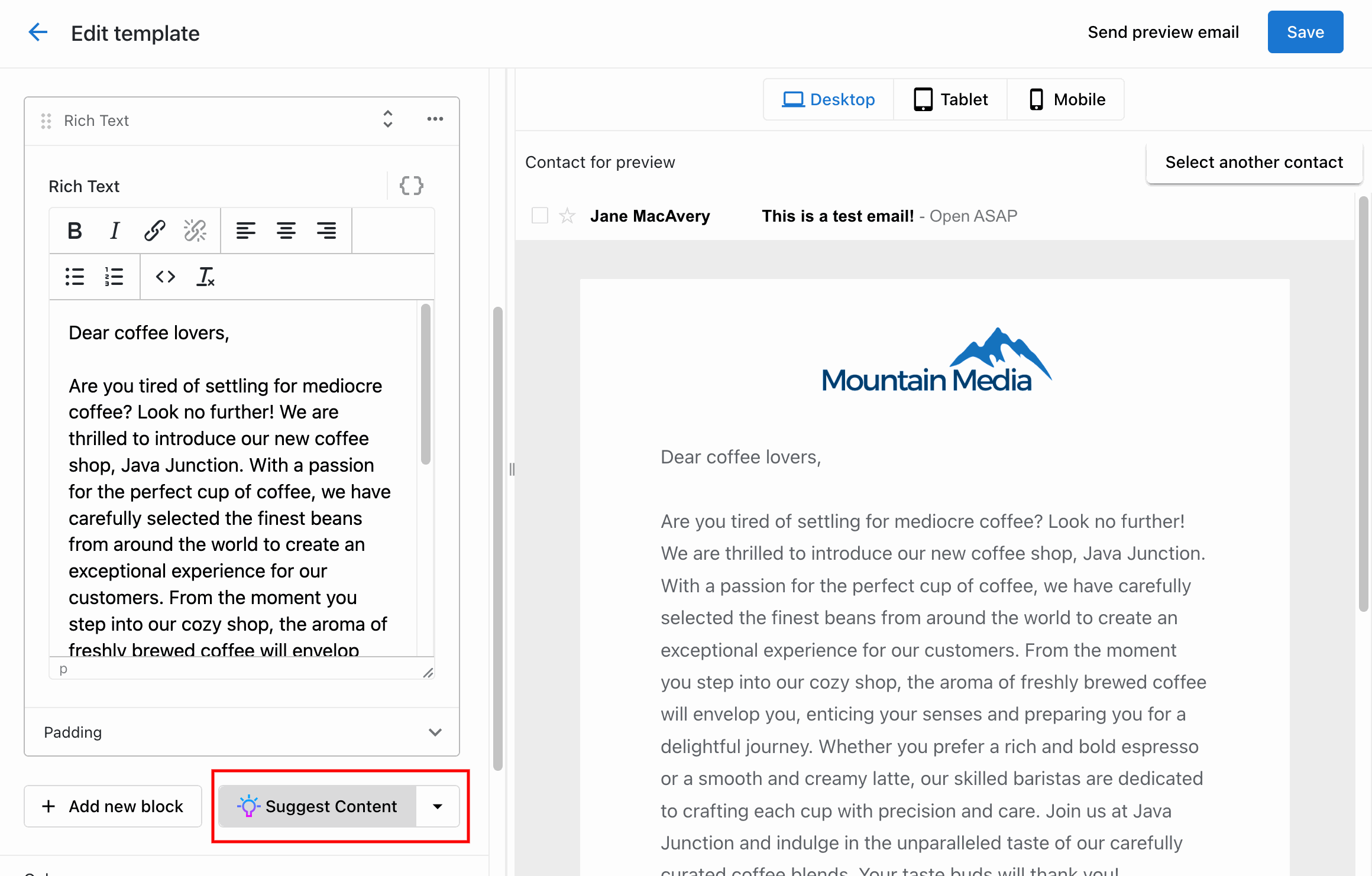 Create email with AI