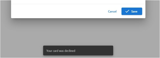 Card Declined Message