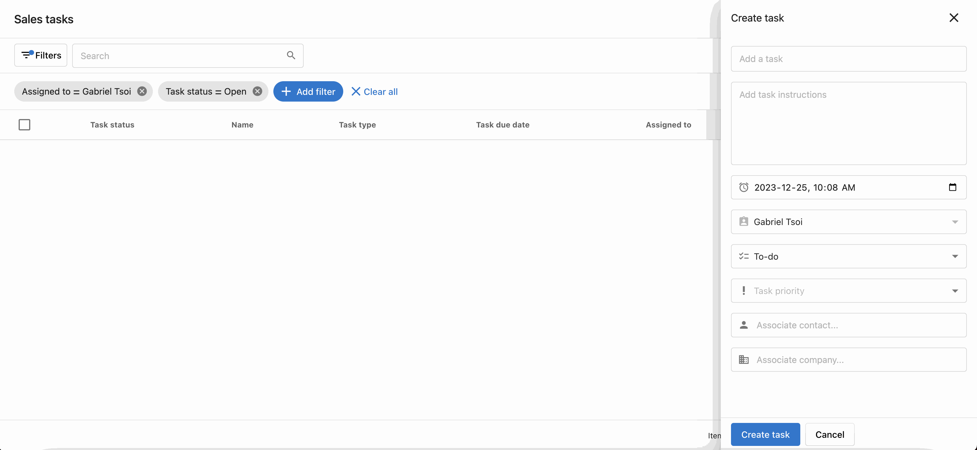 Create tasks from the task table