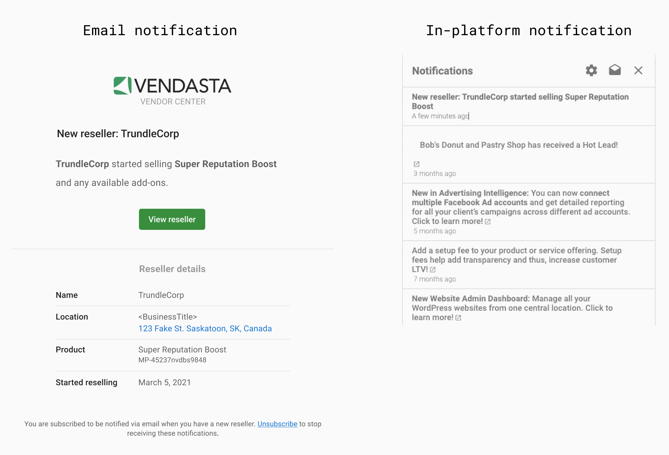 Start Selling Notification