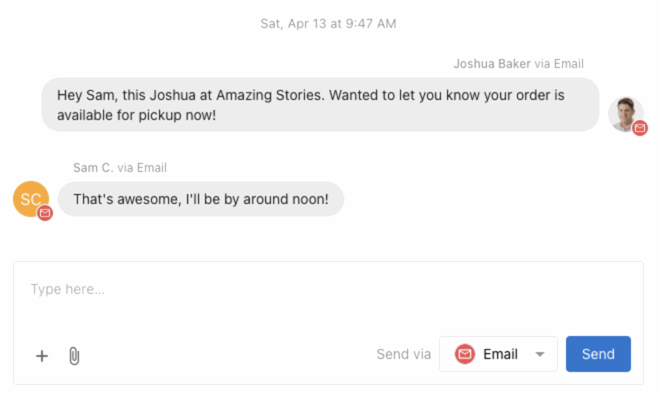 Conversations AI email interface