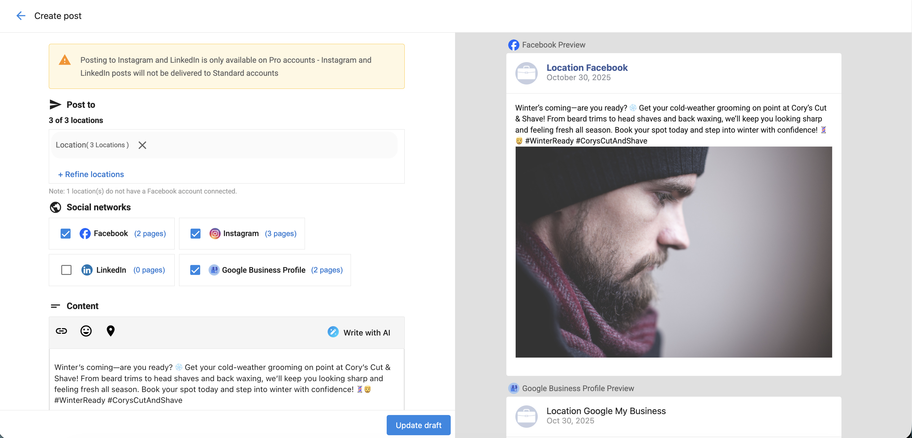 Manage Posts - Edit Posts composer