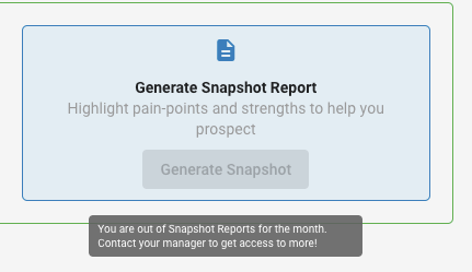 Screenshot showing the message when a salesperson goes over their limit