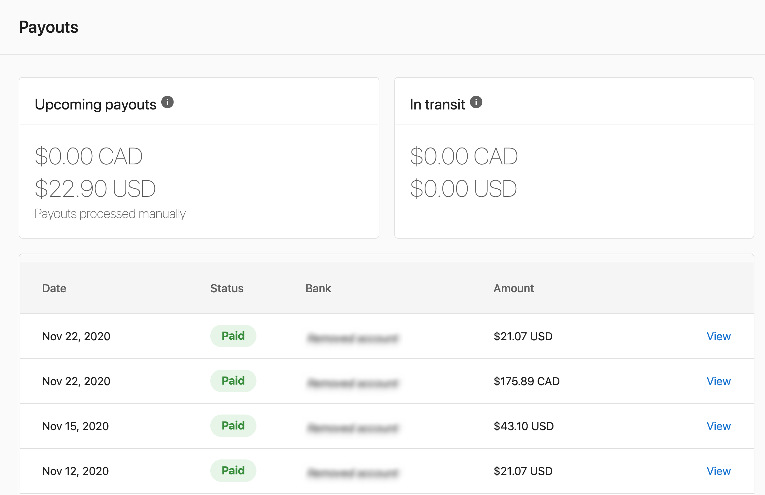 Set default bank account
