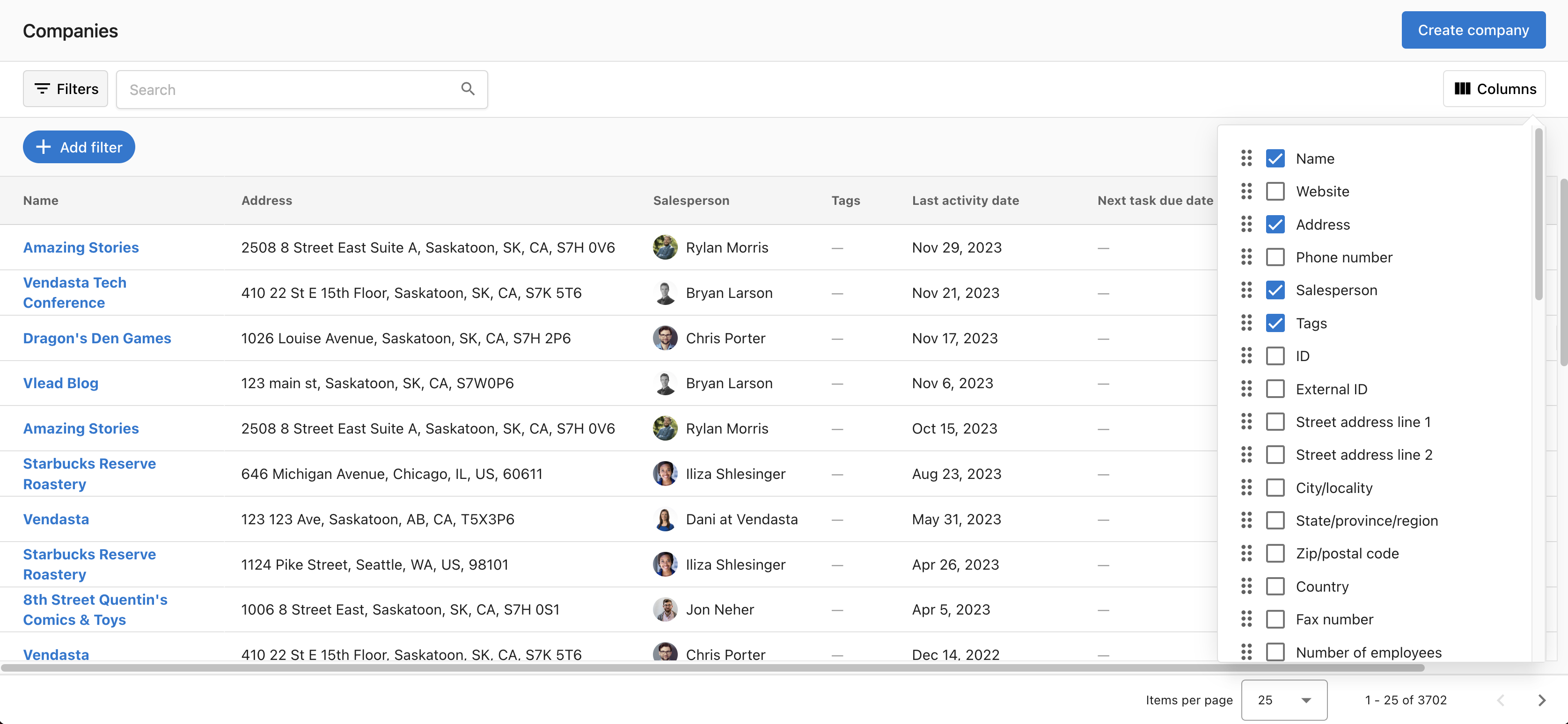 Setting up CRM view
