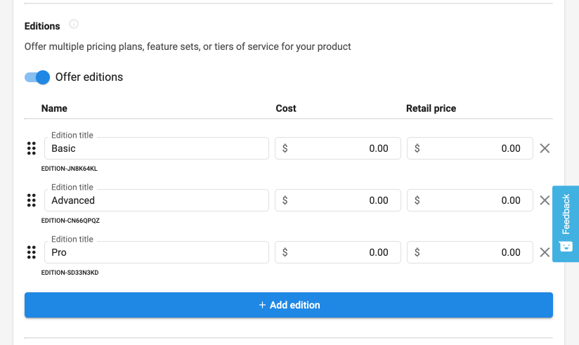 Edition Setup Example