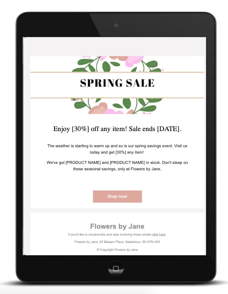 Spring Sale promotional email template